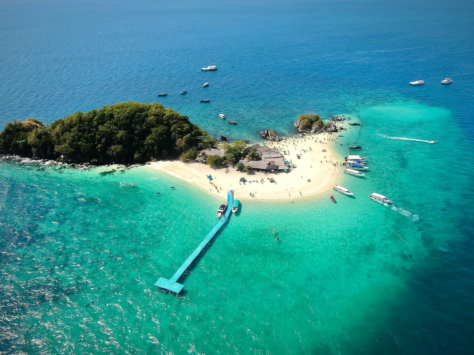 Aerial view of a small tropical island near Koh Rai, Krabi